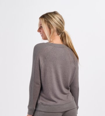 Boxercraft Women's Cuddle V-Neck Lounge Top in Mediation Grey Heather