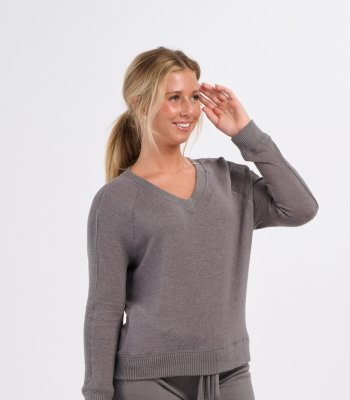 Boxercraft Women's Cuddle V-Neck Lounge Top in Mediation Grey Heather
