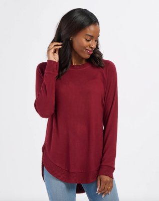 Boxercraft Women's Cuddle Oversized Crew Top in Mantra Red Heather