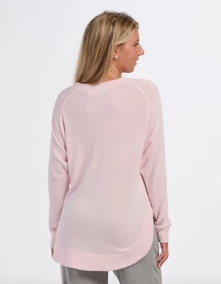 Boxercraft Women's Cuddle Oversized Crew Top in Pink Serenity Heather