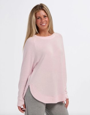 Boxercraft Women's Cuddle Oversized Crew Top in Pink Serenity Heather