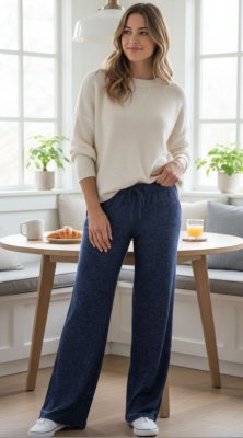 Boxercraft Women's Cuddle Wide Leg Pant in Navy Heather