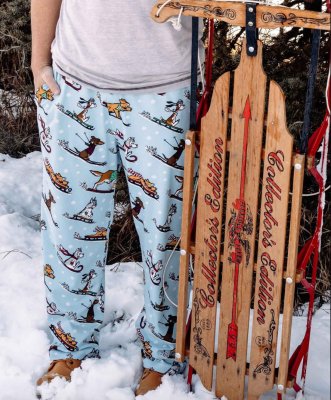 Lazy One Men's Dashing Through The Snow Cotton Knit Pajama Pant in Blue
