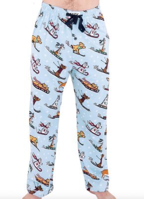 Lazy One Men's Dashing Through The Snow Cotton Knit Pajama Pant in Blue