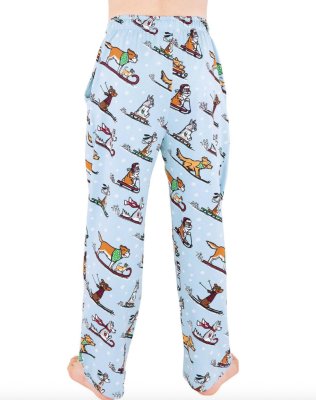 Lazy One Men's Dashing Through The Snow Cotton Knit Pajama Pant in Blue