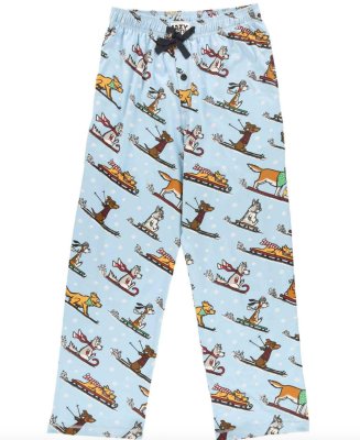 Lazy One Men's Dashing Through The Snow Cotton Knit Pajama Pant in Blue