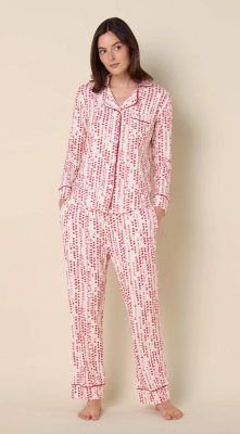 The Cat's Pajamas Women's Dreamy Hearts Pima Knit Cotton Classic Pajama Set