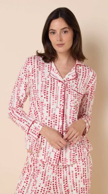 The Cat's Pajamas Women's Dreamy Hearts Pima Knit Cotton Classic Pajama Set