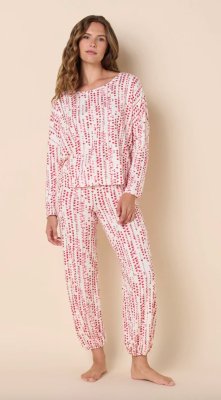 The Cat's Pajamas Women's Dreamy Hearts Pima Knit Cotton Pullover Lounge Set