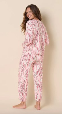 The Cat's Pajamas Women's Dreamy Hearts Pima Knit Cotton Pullover Lounge Set