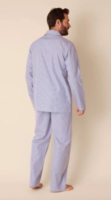 The Cat's Pajamas Men's Blue East Side Luxe Pima Cotton Classic Pajama Set