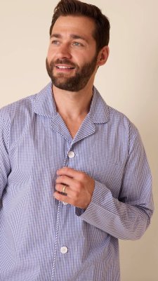 The Cat's Pajamas Men's Blue East Side Luxe Pima Cotton Classic Pajama Set
