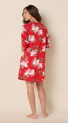 The Cat's Pajamas Women's Floral Festiva Pima Knit Cotton Long Sleeve Sleepshirt