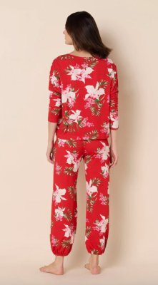 The Cat's Pajamas Women's Floral Festiva Pima Knit Cotton Pullover Lounge Set