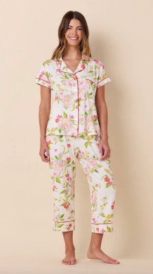 The Cat's Pajamas Women's Florentina Pima Knit Cotton Capri Pajama Set