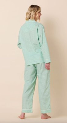 The Cat's Pajamas Women's Women's Classic Gingham Luxe Pima Cotton Pajama Set in Sea Green
