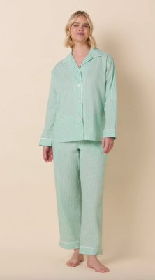 The Cat's Pajamas Women's Women's Classic Gingham Luxe Pima Cotton Pajama Set in Sea Green
