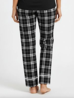 Boxercraft Girls Black/White Cuffed Poly Flannel Plaid Lounge Pant