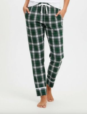 Boxercraft Girls Green/White Cuffed Poly Flannel Plaid Lounge Pant