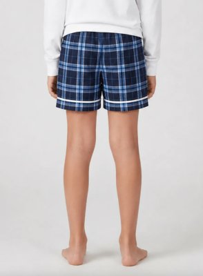 Boxercraft Girls Navy/Colmbia Poly Flannel Plaid Lounge Shorts