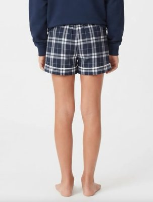 Boxercraft Girls Navy/Silver Poly Flannel Plaid Lounge Shorts