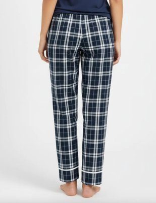 Boxercraft Girls Navy/Silver Cuffed Poly Flannel Plaid Lounge Pant