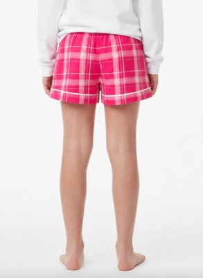 Boxercraft Girls Carnegie Pink Poly Flannel Plaid Lounge Shorts