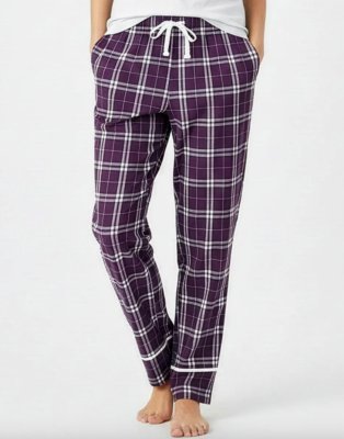 Boxercraft Girls Purple/White Cuffed Poly Flannel Plaid Lounge Pant