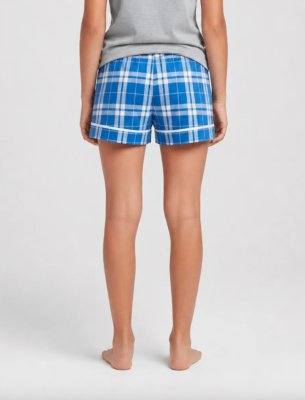 Boxercraft Girls Royal/Silver Poly Flannel Plaid Lounge Shorts