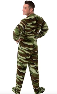 Big Feet Pajamas Adult Green Camouflage Fleece One Piece Footy