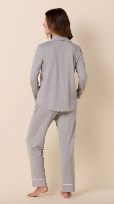 The Cat's Pajamas Women's Heather Grey Pima Knit Cotton Classic Pajama Set