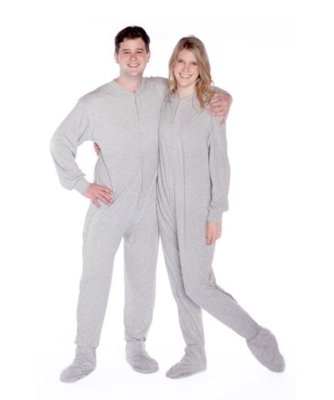 Big Feet Pajamas Adult Gray Jersey Knit One Piece Footy