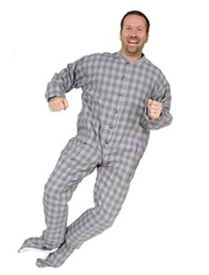 Big Feet Pajamas Adult Gray Plaid Flannel One Piece Footy