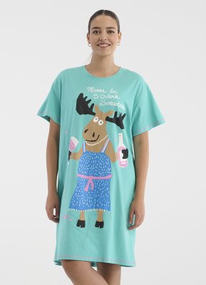 Little Blue House by Hatley Moose Be 5 O'Clock Somewhere Cotton Sleepshirt in Teal