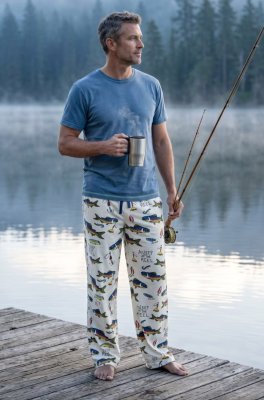 Lazy One Men's Asleep At The Reel Cotton Knit Pajama Pant