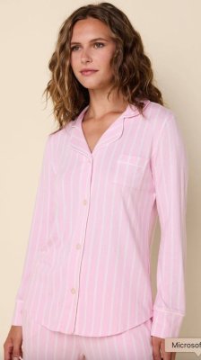 The Cat's Pajamas Women's Heritage Stripe Pima Knit Cotton Classic Pajama Pant in Pink
