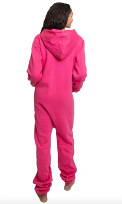 Big Feet Pajamas Adult Hooded One Piece Jumpsuit in Hot Pink