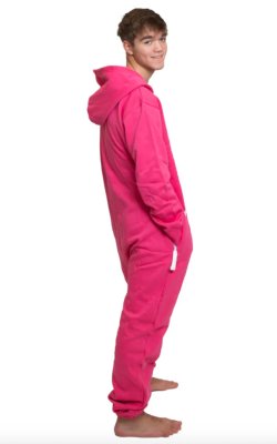 Big Feet Pajamas Adult Hooded One Piece Jumpsuit in Hot Pink