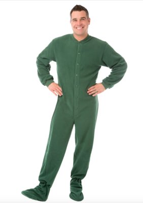 Big Feet Pajamas Adult Hunter Green Fleece One Piece Footy