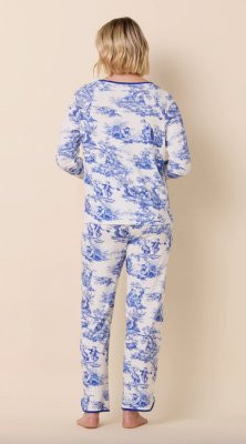 The Cat's Pajamas Women's Idle Hours Pima Knit Cotton Simple Set in Blue