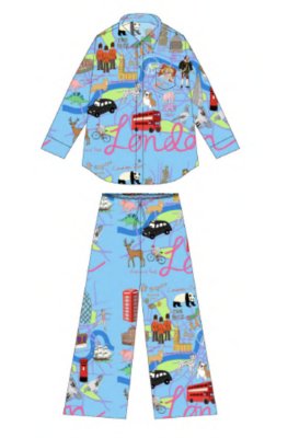 Karen Mabon London Organic Cotton Classic Pajama Set in Blue