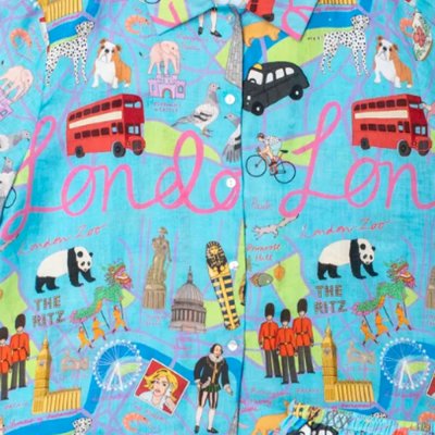 Karen Mabon London Organic Cotton Classic Pajama Set in Blue