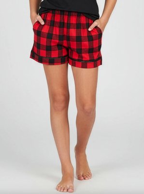 Boxercraft Kids Red/Black Buffalo Poly Flannel Plaid Lounge Shorts