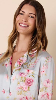 The Cat's Pajamas Women's Morning in Kyoto Silk Classic Pajama Set