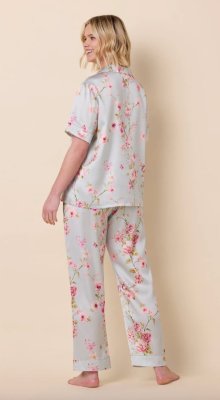 The Cat's Pajamas Women's Morning in Kyoto Silk Short Sleeve Pajama Set