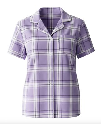 Boxercraft Women's Carnegie Lavender Plaid Boxy Flannel Short Sleeve Shirt