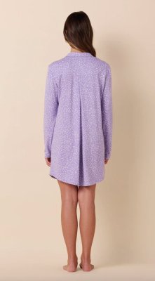The Cat's Pajamas Women's Confetti Dot Pima Knit Cotton Classic Nightshirt in Lilac