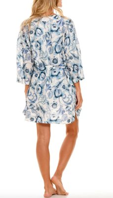The Lazy Poet Women's Lola Blue Medusa Linen Kimono Robe