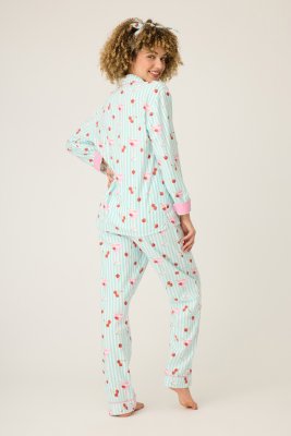 PJ Salvage Ma Cherie Classic Flannel Pajama Set in Light Mint
