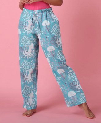 Mahogany Women's Octopi Blue Cotton Pajama Pant in a Bag